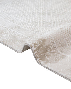 Cream Area Rug - Machine Made Rug with Fringed Edge Carpet for Living Room