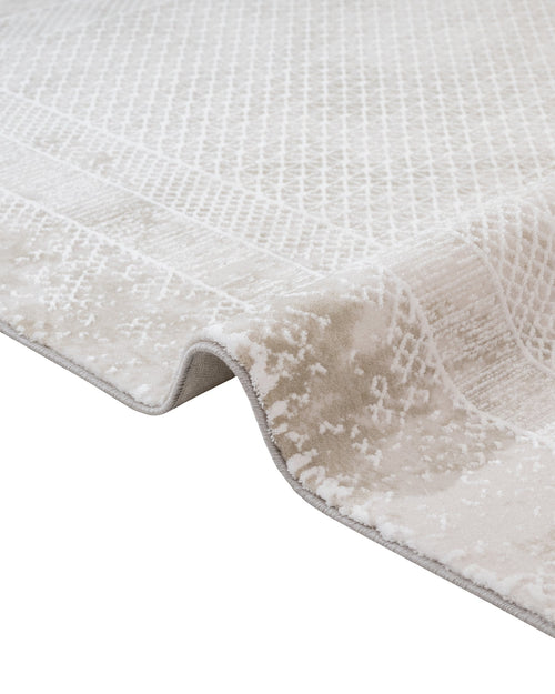 Cream Area Rug - Machine Made Rug with Fringed Edge Carpet for Living Room