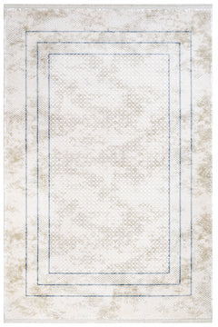 Blue Area Rug – Machine Made Rug with Fringed Edge Carpet for Living Room
