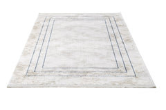 Blue Area Rug – Machine Made Rug with Fringed Edge Carpet for Living Room