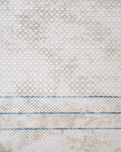 Blue Area Rug – Machine Made Rug with Fringed Edge Carpet for Living Room