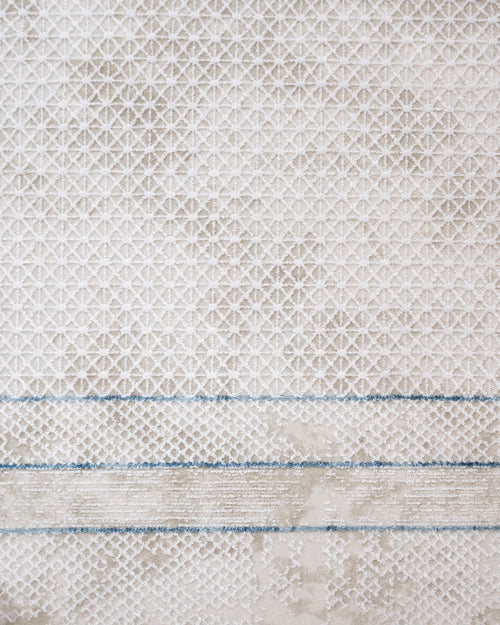 Blue Area Rug – Machine Made Rug with Fringed Edge Carpet for Living Room