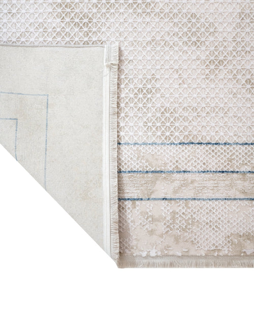 Blue Area Rug – Machine Made Rug with Fringed Edge Carpet for Living Room