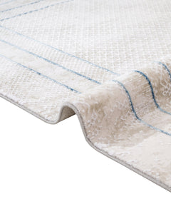 Blue Area Rug – Machine Made Rug with Fringed Edge Carpet for Living Room