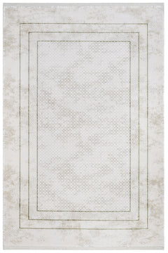 Green Area Rug – Machine Made Acrylic Carpet With Fringed Edge For Living Room