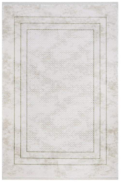 Green Area Rug – Machine Made Acrylic Carpet With Fringed Edge For Living Room