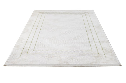 Green Area Rug – Machine Made Acrylic Carpet With Fringed Edge For Living Room