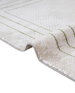 Green Area Rug – Machine Made Acrylic Carpet With Fringed Edge For Living Room