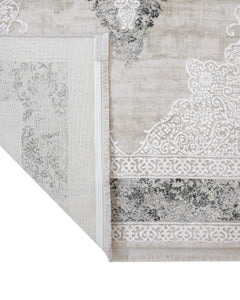 Classic Area Rug – Anthracite Machine Made Rug with Fringed Edges for Living Room