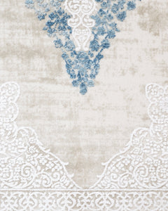 Classic Area Rug – Machine Made Blue Acrylic Rug with Fringed Edges