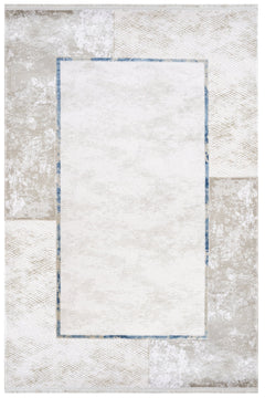 Blue Area Rug - Machine Made Acrylic Rug With Fringed Edge Carpet For Living Room