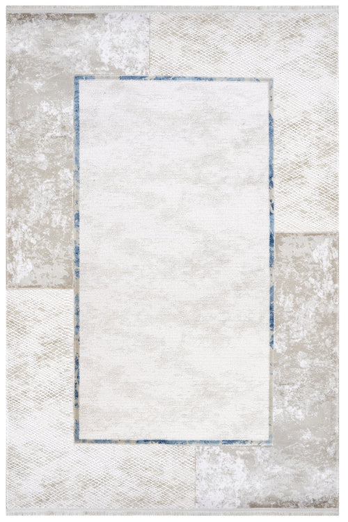 Blue Area Rug - Machine Made Acrylic Rug With Fringed Edge Carpet For Living Room