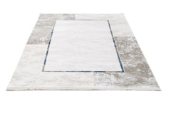 Blue Area Rug - Machine Made Acrylic Rug With Fringed Edge Carpet For Living Room