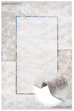 Blue Area Rug - Machine Made Acrylic Rug With Fringed Edge Carpet For Living Room