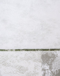 Green Area Rug - Machine Made Acrylic Frame Style Carpet with Fringed Edges