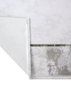 Green Area Rug - Machine Made Acrylic Frame Style Carpet with Fringed Edges