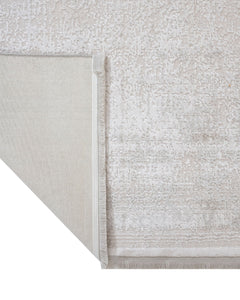 Modern Area Rug – Machine Made Cream Acrylic Carpet With Fringed Edges