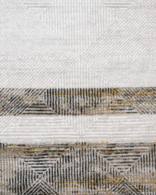 Anthracite Geometric Rug – Machine Made Rug with Fringed Edges for Living Room