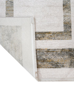 Anthracite Geometric Rug – Machine Made Rug with Fringed Edges for Living Room