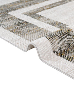 Anthracite Geometric Rug – Machine Made Rug with Fringed Edges for Living Room