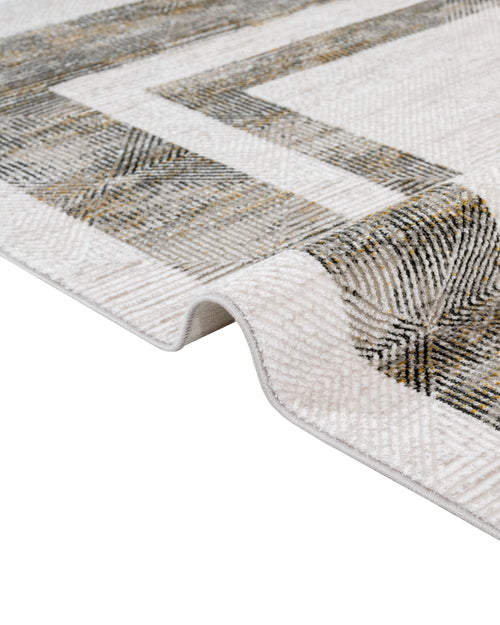 Anthracite Geometric Rug – Machine Made Rug with Fringed Edges for Living Room