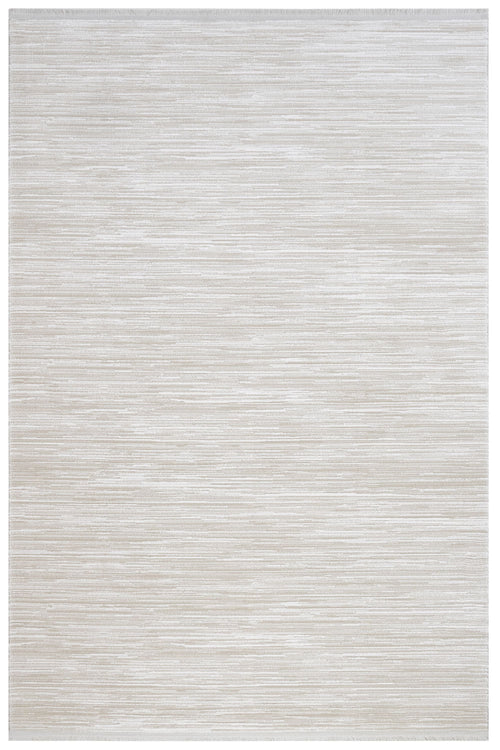 Modern Area Rug - Bernadine Cream Machine Made Rug With Fringed Edges