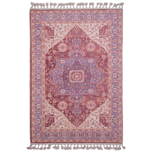 Pink Cotton Area Rug – Classic Chenille Digital Print Carpet with Anti-Slip Backing