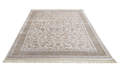 Viscose Area Rug – Machine Made Mink Frame Carpet With Fringed Edges