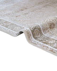 Viscose Area Rug – Machine Made Mink Frame Carpet With Fringed Edges