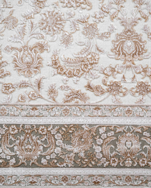 Viscose Area Rug – Machine Made Mink Frame Carpet With Fringed Edges