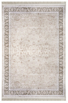 Viscose Area Rug – Machine Made Mink Frame Carpet With Fringed Edges
