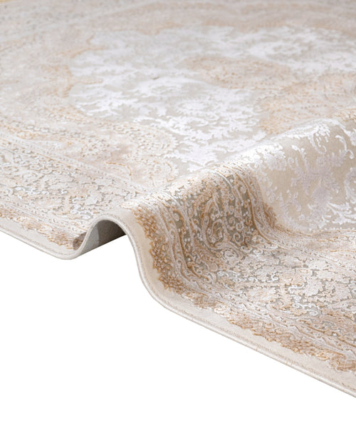 Viscose Area Rug – Classic Cream Machine Made Rug with Fringed Edges by Artemis