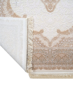 Viscose Area Rug – Classic Cream Machine Made Rug with Fringed Edges by Artemis