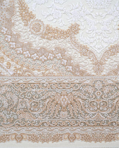 Viscose Area Rug – Classic Cream Machine Made Rug with Fringed Edges by Artemis