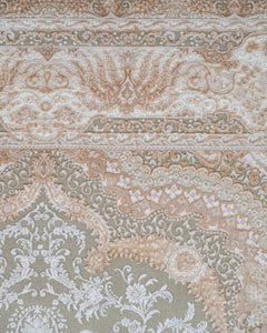 Classic Viscose Area Rug – Machine Made Cream Carpet With Fringed Edges