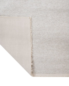 Modern Wool Area Rug - Beige Machine Made Rug With Fringed Edges & Soft Texture