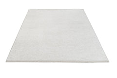 Modern Wool Area Rug – Machine Made White Wool Carpet with Fringed Edges