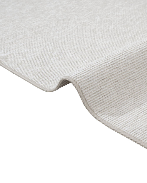 Modern Wool Area Rug – Machine Made White Wool Carpet with Fringed Edges