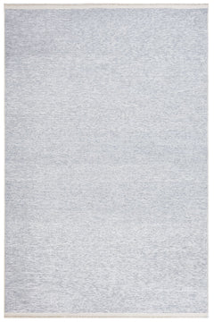 Modern Wool Area Rug – Navy Blue Machine Made Rug with Fringed Edges