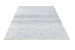Modern Wool Area Rug – Navy Blue Machine Made Rug with Fringed Edges
