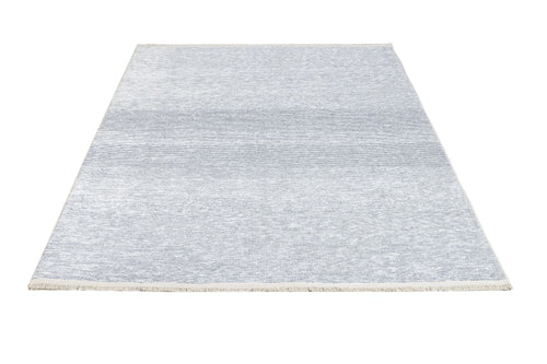 Modern Wool Area Rug – Navy Blue Machine Made Rug with Fringed Edges