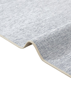 Modern Wool Area Rug – Navy Blue Machine Made Rug with Fringed Edges