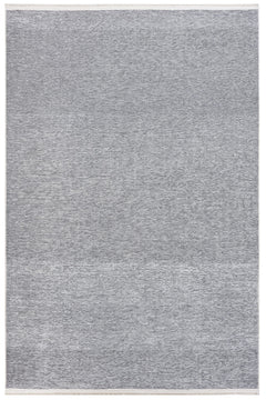 Modern Wool Area Rug – Black Machine Made Rug With Fringed Edge For Living Room