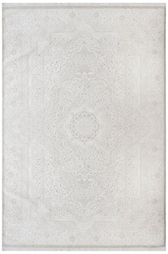 Cotton Area Rug - Machine Made Cream Medallion Rug | Soft Washable Floor Covering
