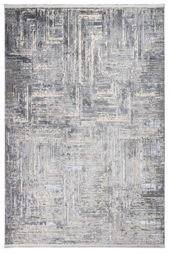 Modern Area Rug – Machine Made Grey Beige Polyester Cotton Base Rug