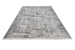 Modern Area Rug – Machine Made Grey Beige Polyester Cotton Base Rug