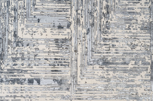 Modern Area Rug – Machine Made Grey Beige Polyester Cotton Base Rug