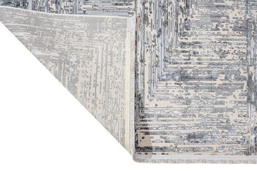 Modern Area Rug – Machine Made Grey Beige Polyester Cotton Base Rug