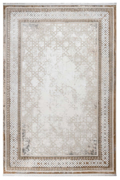Microfiber Area Rug – Classic Beige Machine Made Rug With Cotton Base