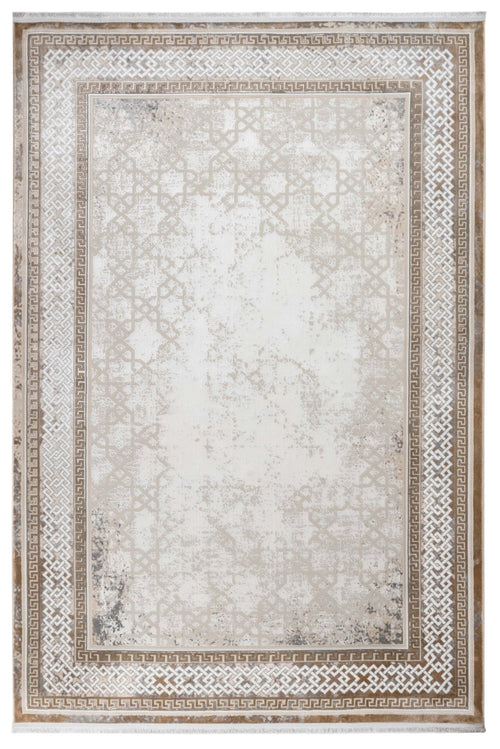 Microfiber Area Rug – Classic Beige Machine Made Rug With Cotton Base